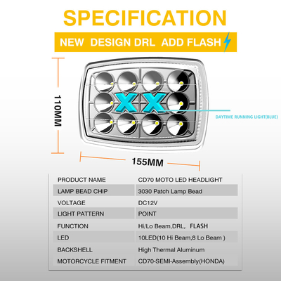 CD70 Motorcycle Daytime Running Lights With Flash White Headlight And Chip