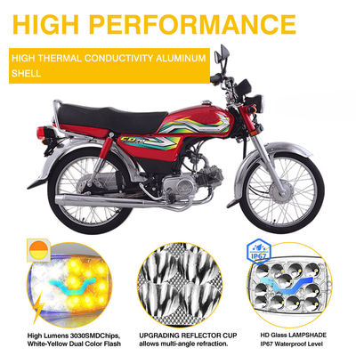 CD70 CG125 70cc Moto Led Headlight DC12V Dual Color White Yellow DRL Headlight