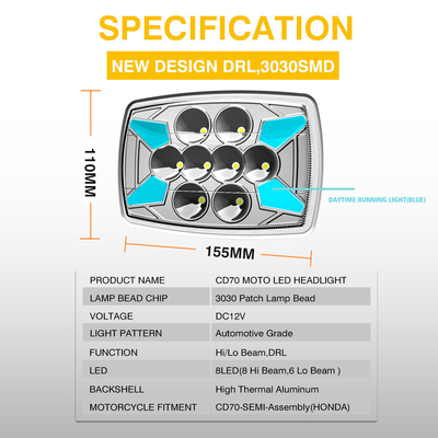 6LED Lo beam and 8 LED Hi beam LED Headlight for CD70 CG125 70cc from YAYE Motorcycle