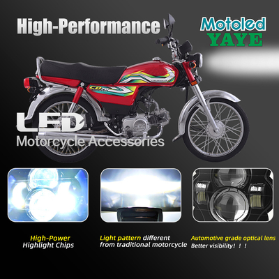 DC12V YAYE CD70 CJ125 2 In 1 HD PC Lampshade IP67 High Brightness Motorcycle Headlight with DRL
