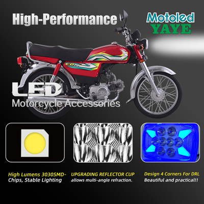 DC12V Blue DRL LED Headlight for CD70 CG125 70cc YAYE Motorcycle 3030SMD White Light