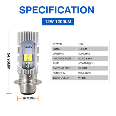 1200lm White Motorcycle LED Headlight Bulb 15W H6 Headlight Bulb