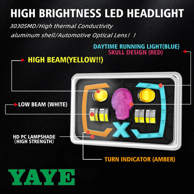 Yellow White Red Skull DRL Motorcycle LED Headlight CG125 Moto Led Headlight