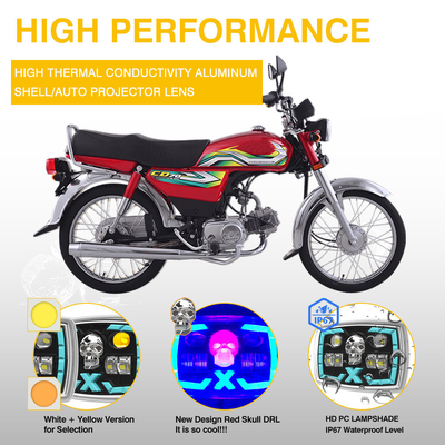 White Blue DRL Function Motorcycle Headlight With Turn Signals