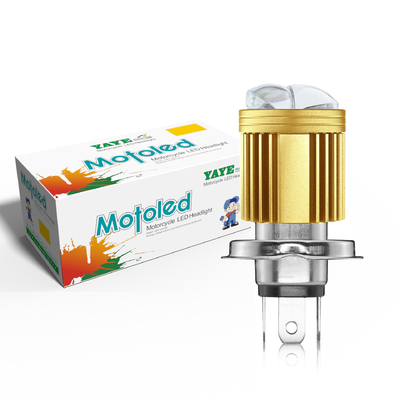 Motorcycle LED Headlight H4 HS1 H6 Ba20D Dual Color White Yellow True High Low Beam AC DC