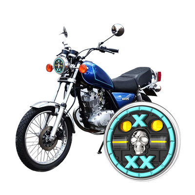 Yellow White LED Red Skull Motorcycle Headlight 3030SMD IP67 Waterproof