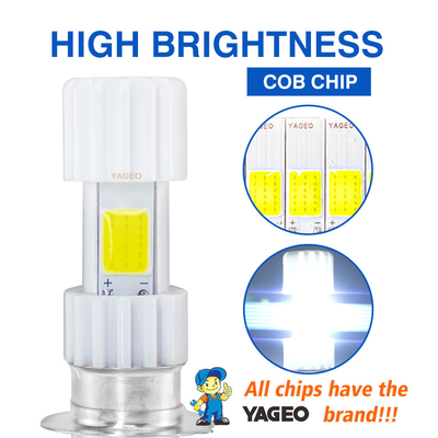 18W 1800LM Ceramic P15D H4 BA20D AC DC Motorcycle Headlight Bulb with 3 Side COB Chip