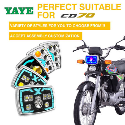 YAYE CD70 CG125 Semi-assembly Red Skull DRL Optical Projector Lens Motorcycle LED Accessory Headlight