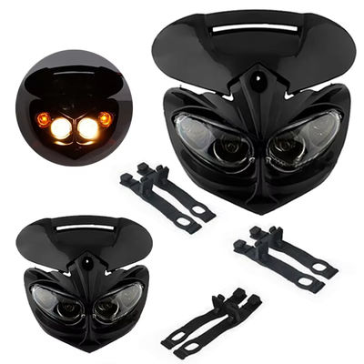 Dual LED Headlamp for Motorbikes and ATV 12V Plastic Front Fairing Lamp for Dirt Pit Bikes and Lo Beam Motorbike Headlight